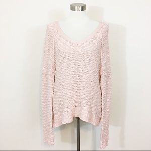 Free People Baby Pink Knit Sweater XS V Neck